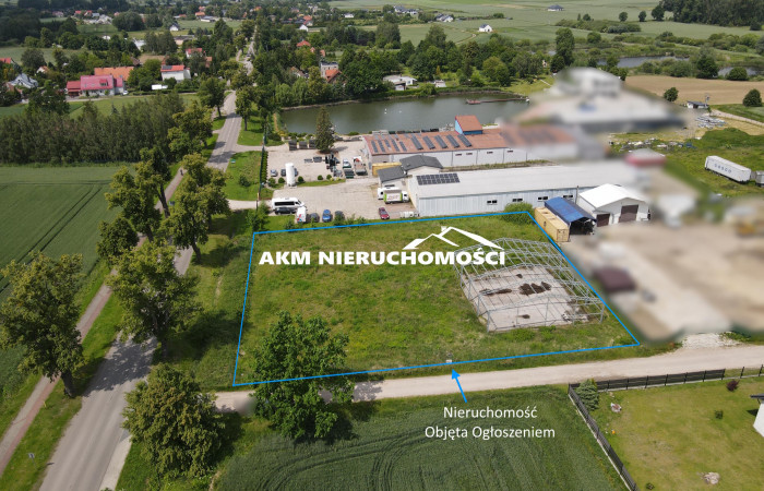 pomorskie, kwidzyński, Działka budowlana z halą stalową